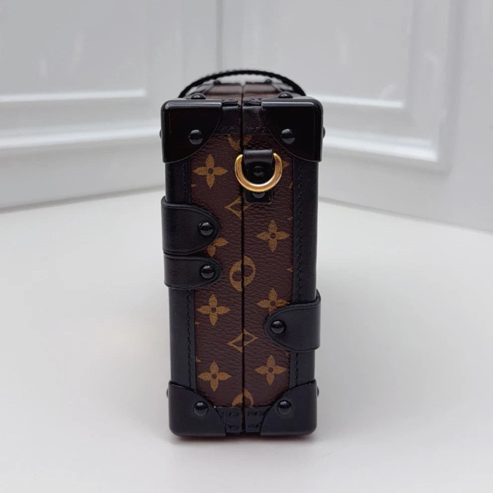 Louis Vuitton Petite Malle Monogram Canvas Crossbody Bag Brown Women Classic