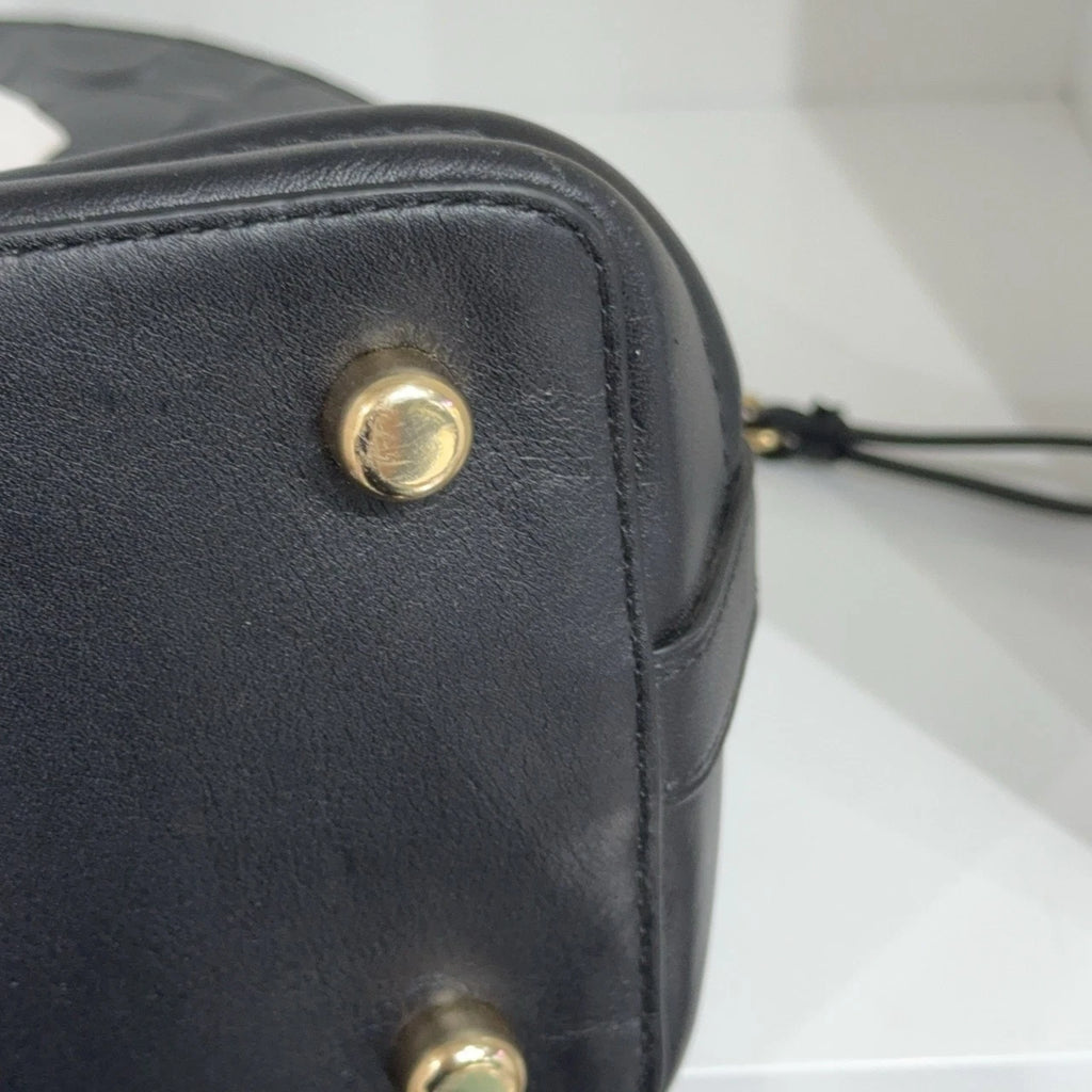 Coach Black Embossed Leather Shell Handbag For Women