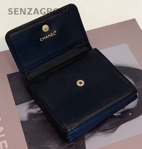 CHANEL CC Wallet Card Pack Calfskin Black Gold
