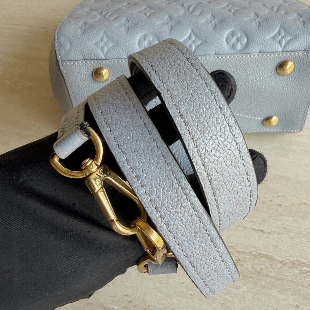 Louis Vuitton Montaigne BB Calfskin Monogram Empreinte Blue Handbag Crossbody