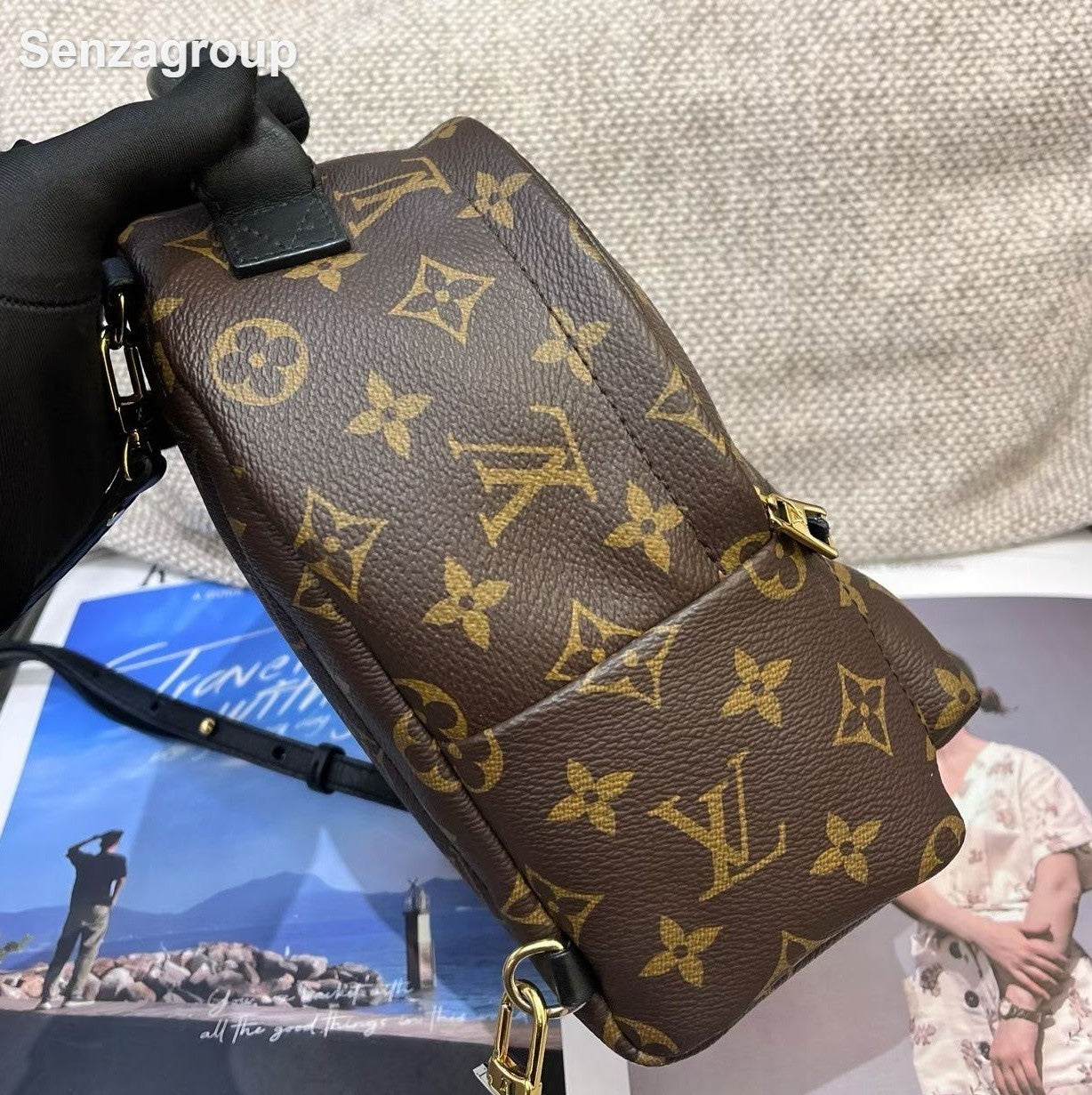 Louis Vuitton Monogram Canvas Mini Backpack Brown Gold Used Women Classic