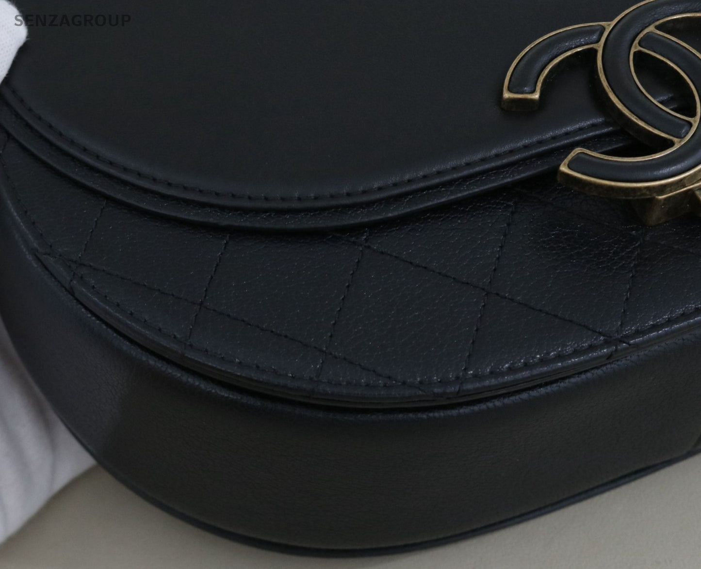 Chanel Cuba Series Saddle Bag Chain Shoulder Bag Black Gold Women Classic