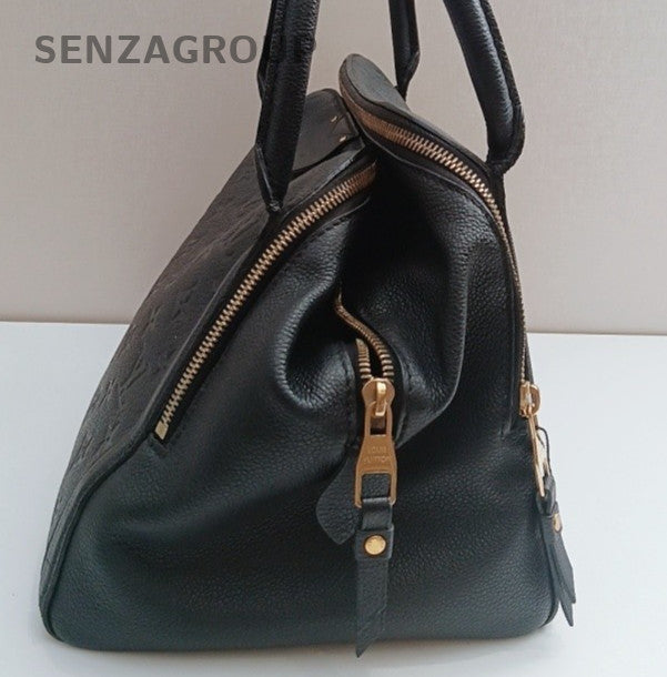 Louis Vuitton Monogram Calfskin Black Gold Top Handle Bag Women Classic