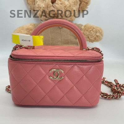 Chanel Pink Quilted Lambskin Long Box Bag with Gold Hardware