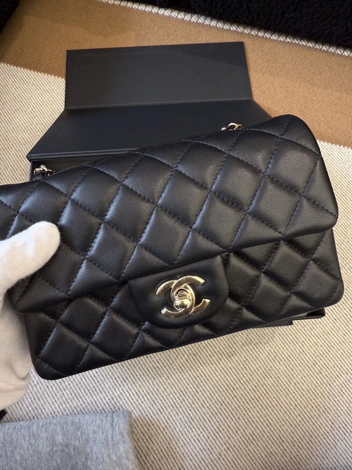 CHANEL Black Lambskin Mini CF Shoulder Bag For Women