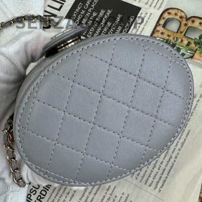 Chanel Quilted Grey Silver Hardware Chain Shoulder Crossbody Bag Women Fashion