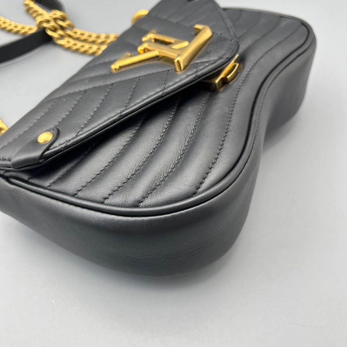 Authentic Louis Vuitton New Wave Black Quilted Leather Chain Shoulder Crossbody