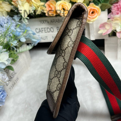 Gucci GG Supreme Belt Bag Brown Gold Buckle Women's Classic