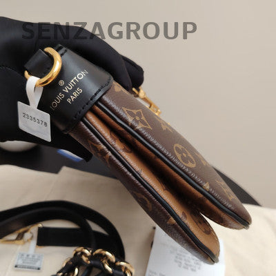 Louis Vuitton Monogram Croissant Chain Shoulder Crossbody Bag Brown