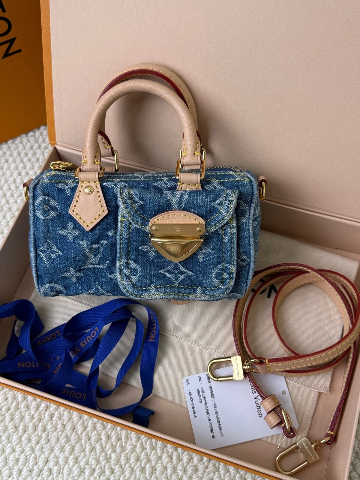Louis Vuitton Speedy Nano Denim Top Handle Bag For Women