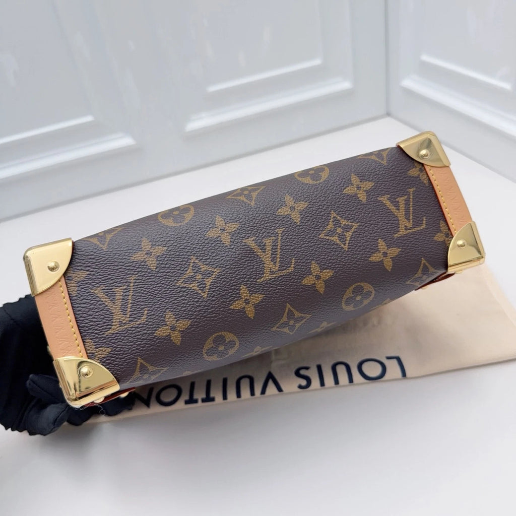 Louis Vuitton Side Trunk MM Monogram Top Handle Shoulder Bag Brown Gold Women