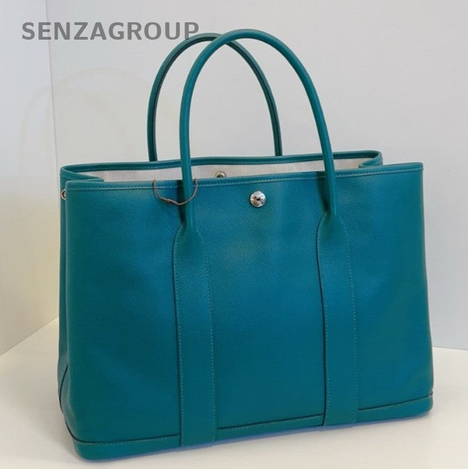 Hermes Garden Party36 Green Silver Top Handle Bag Used Women Classic Fashion