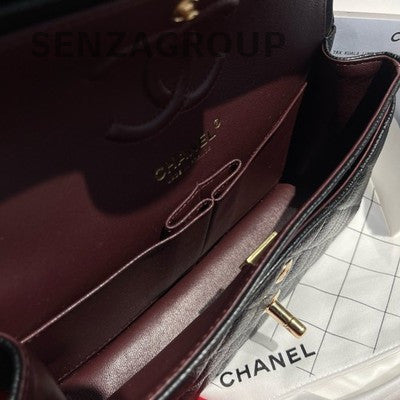 Chanel Black Caviar Small Classic Flap Bag Chain Shoulder Crossbody