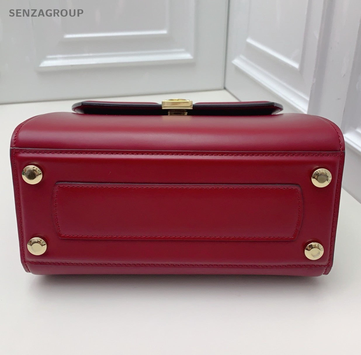 Salvatore Ferragamo Boxyz 2Way Top Handle Bag Crossbody Red Gold Women Classic
