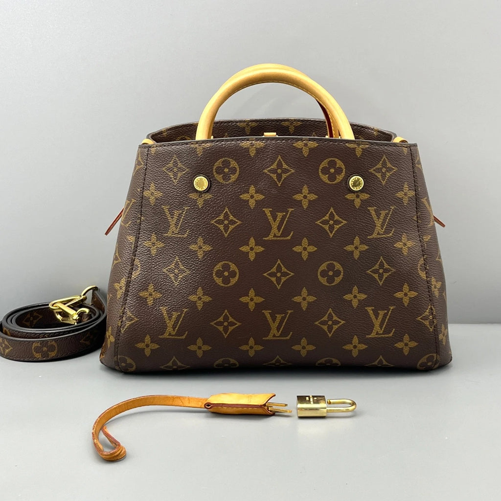 Authentic Louis Vuitton Montaigne BB Monogram Canvas Handbag Crossbody GHW