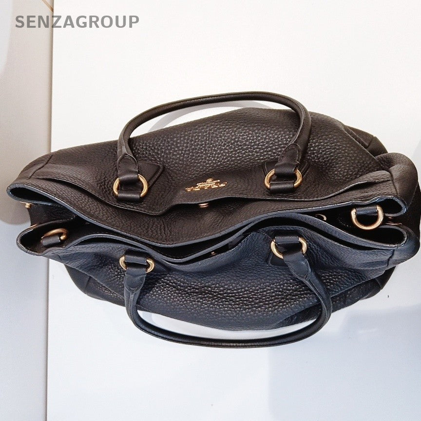 Prada Galleria Classic Black Gold Top Handle Shoulder Bag Used Women Designer