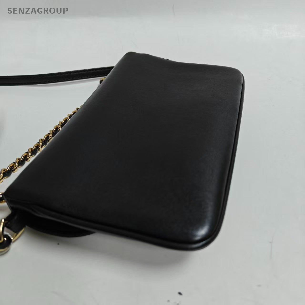 Chanel Timeless Chain Shoulder Bag Black Gold Diamond Women Classic Designer
