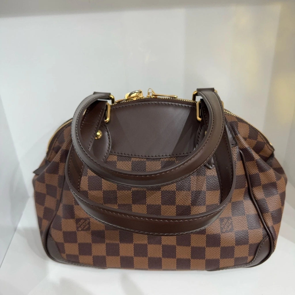 Louis Vuitton Logo Embossed Brown Leather Mini Dumpling Handbag For Women