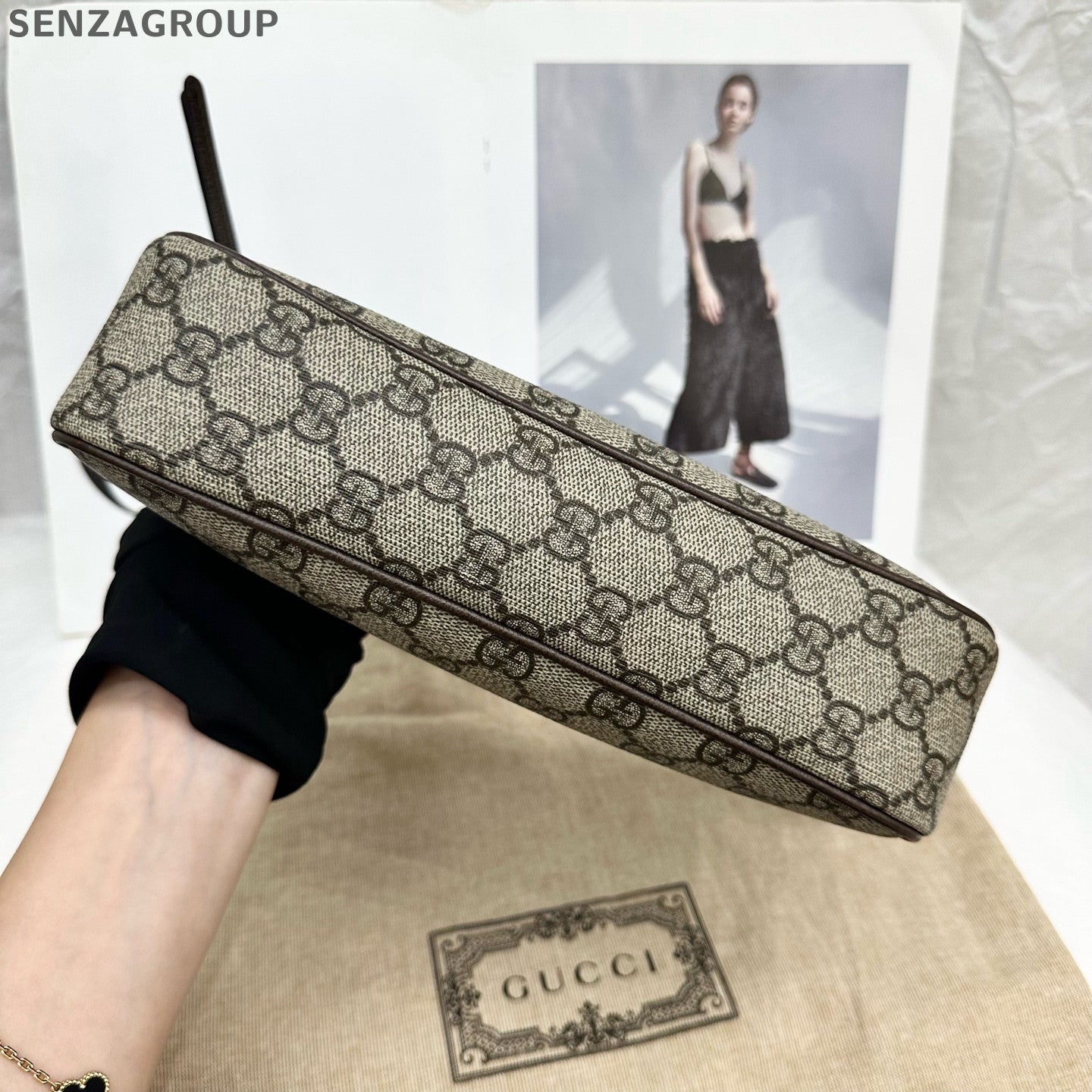 Gucci Ophidia 2Way Shoulder Crossbody Bag Brown Gold Hardware Classic