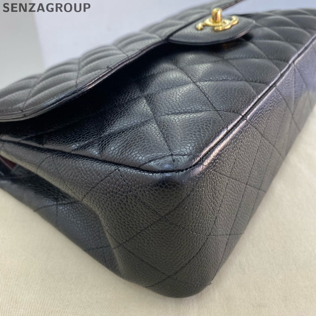 Chanel Classic Flap Black Gold Jumbo Chain Shoulder Bag Quilted