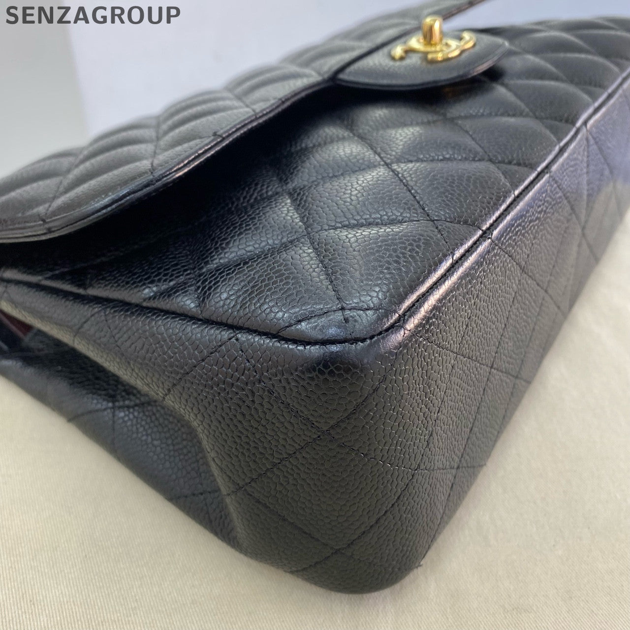 Chanel Classic Flap Black Gold Jumbo Chain Shoulder Bag Quilted