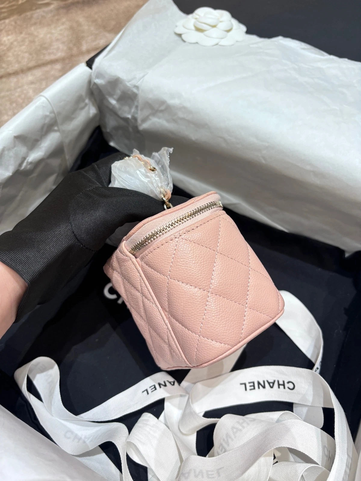 CHANEL Sakura Pink Leather Mini Box Bag For Women