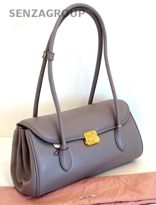 Miumiu Hobo Elephant Gray Top Handle Shoulder Handbag Women Brand NEW