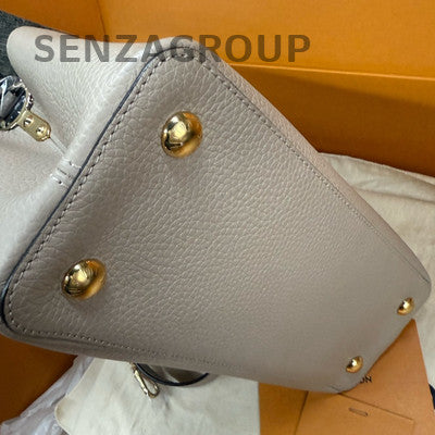 Louis Vuitton Capucines MM Grey Gold Handbag Shoulder Bag Women