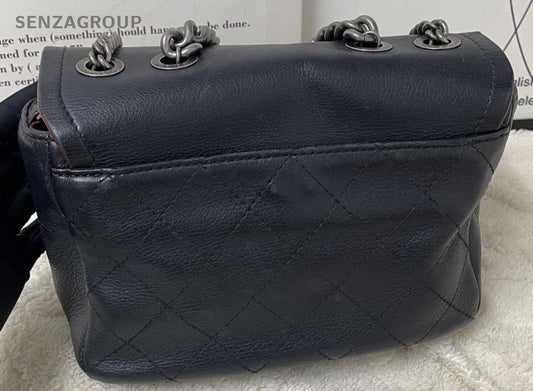 Chanel Chain 2Way Top Handle Bag Crossbody Black Silver Used Women Classic