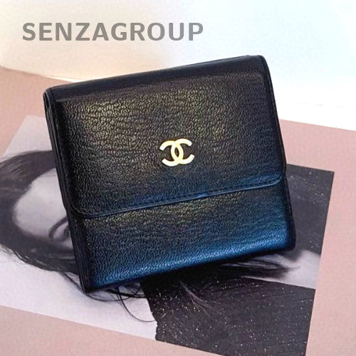 CHANEL CC Wallet Card Pack Calfskin Black Gold