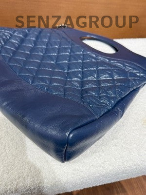 Chanel 31 Blue Gold Quilted Chain Shoulder Bag Classic Women's