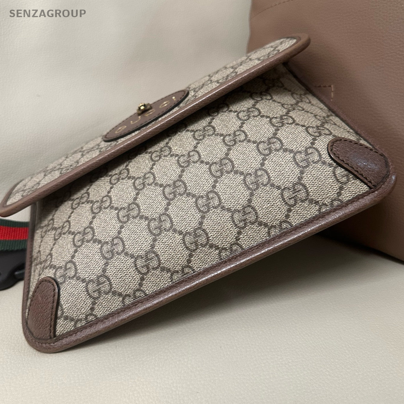 Gucci Supreme GG Marmont Tiger Shoulder Bag Beige Brown Women Classic