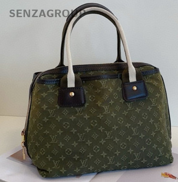 Louis Vuitton Monogram Vintage Top Handle Bag Green Gold Used Women Classic