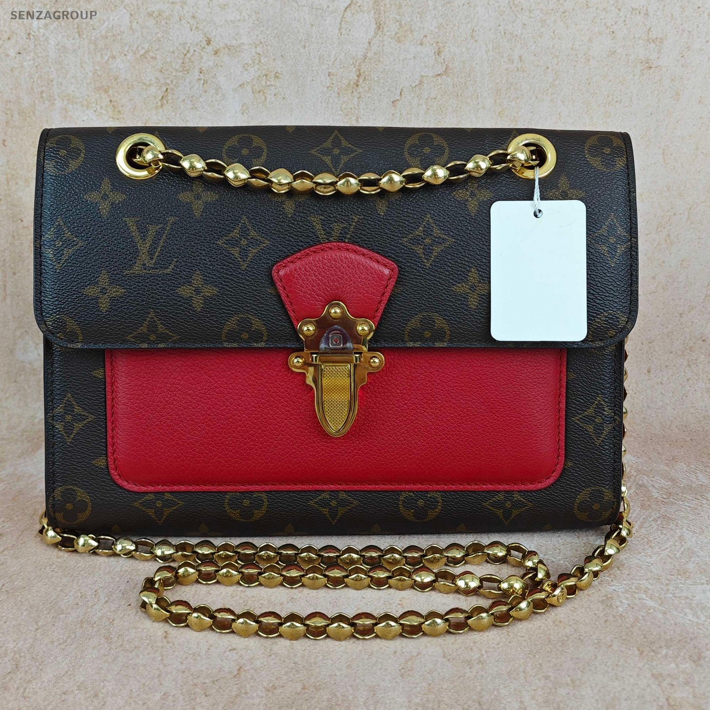 Louis Vuitton Victoire Monogram Red Chain Shoulder Crossbody Bag Women Classic