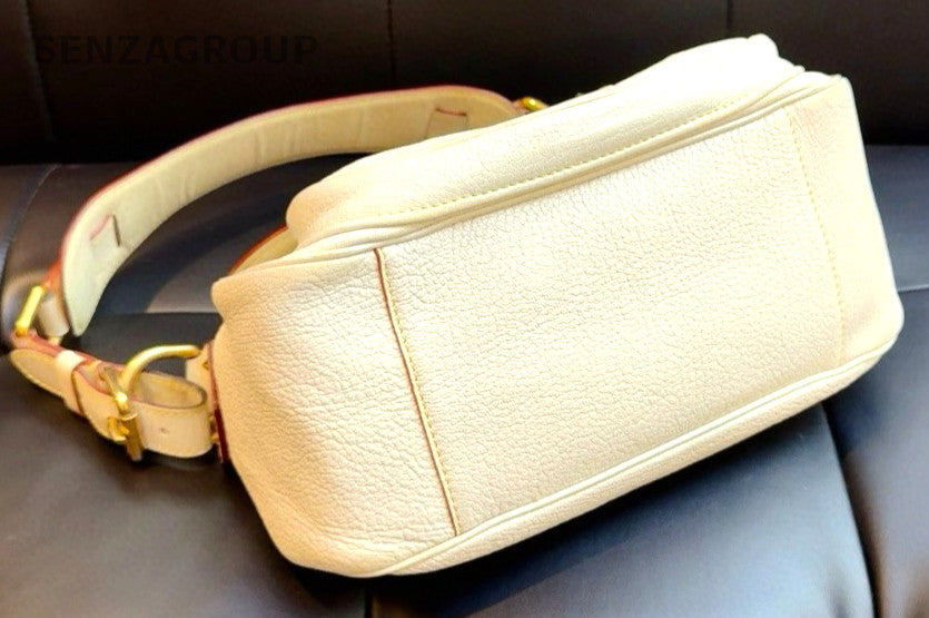 Louis Vuitton Suhali Cream White Shoulder Handbag Women White Gold