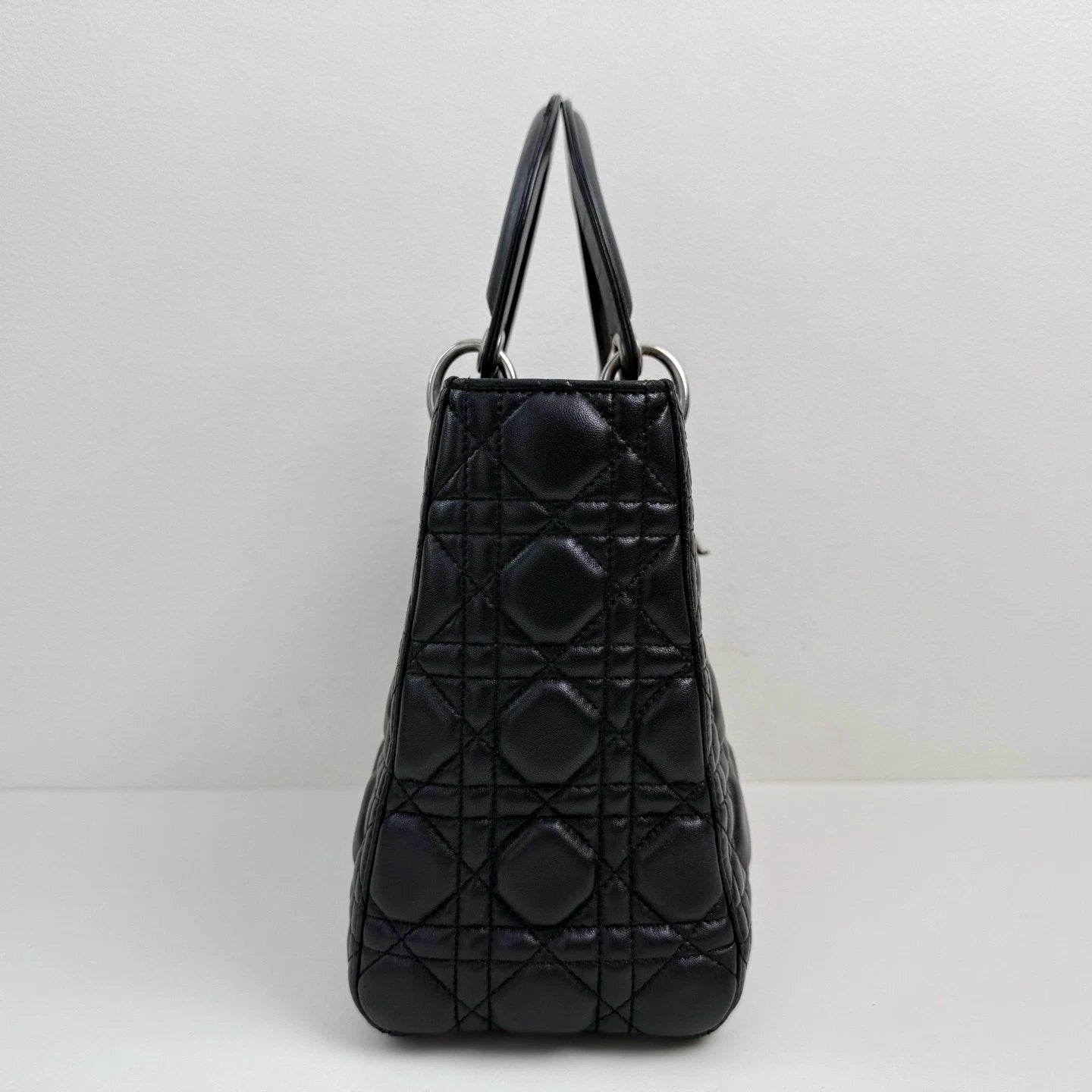 Dior Lady Dior Lambskin Black Crossbody Top Handle Excellent