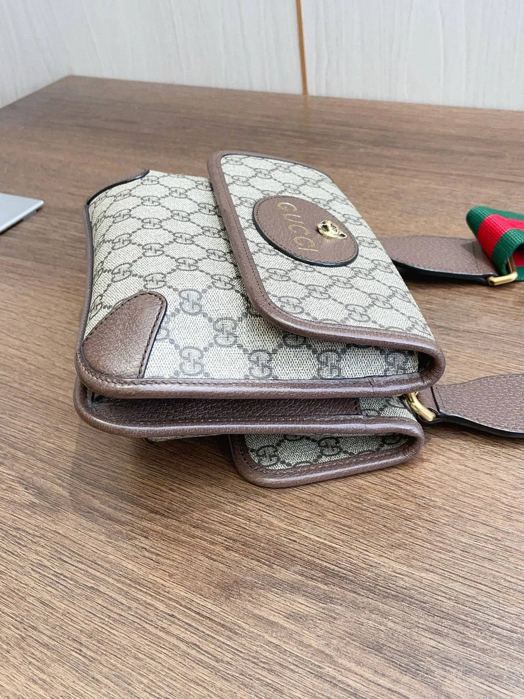 Gucci Double-sided Tiger Head Belt Bag Daily Casual Brown GG Supreme