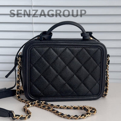 Chanel Camera Bag Black Small Chain Shoulder Crossbody Gold Button Women Fashion
