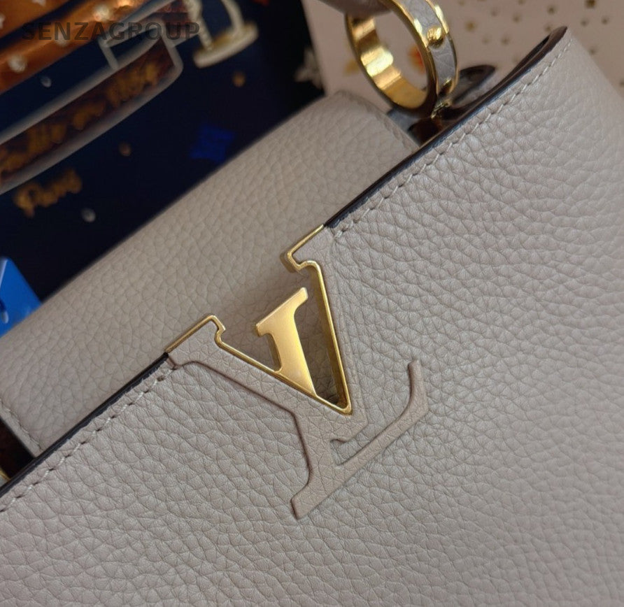 Louis Vuitton Capucines BB Gray Gold Top Handle Bag Crossbody Women Classic