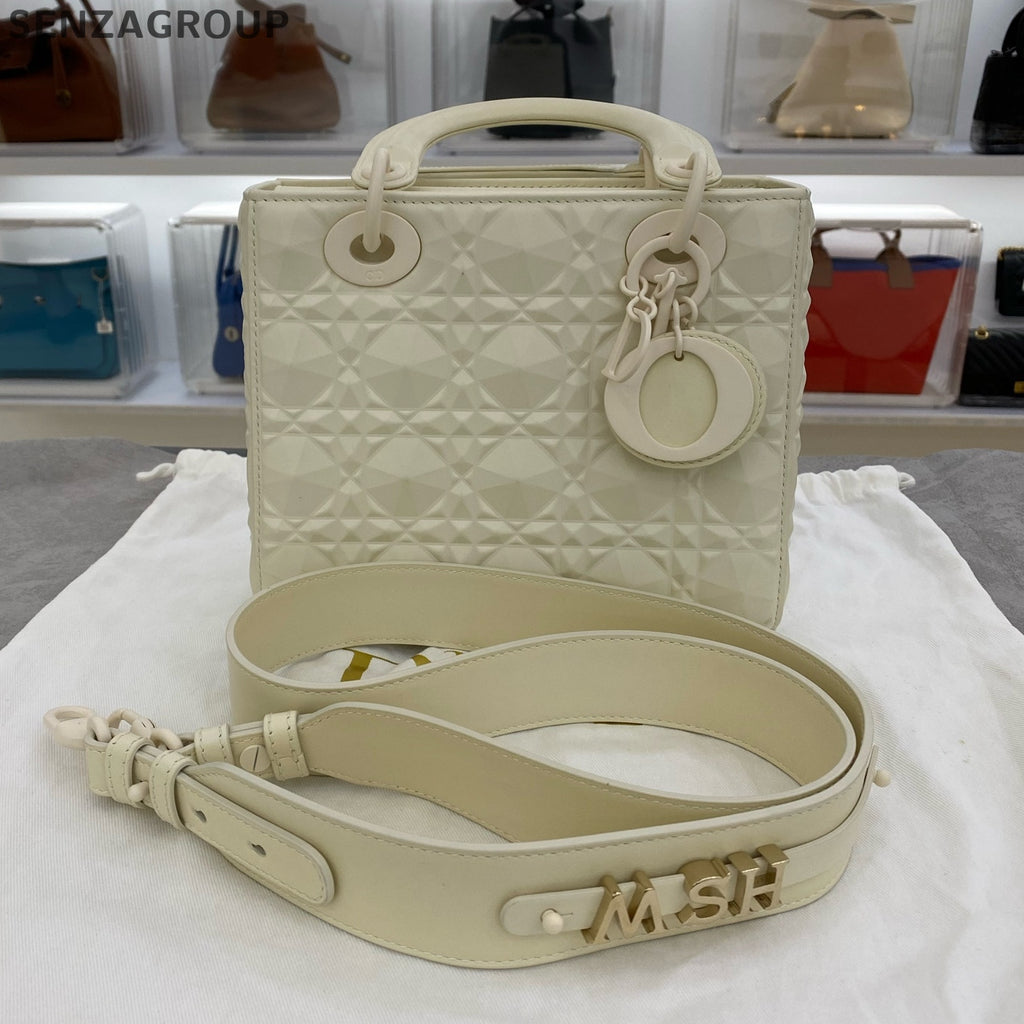 Dior Lady Dior Cannage Handbag Shoulder Bag White Classic Women
