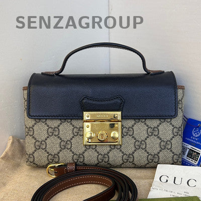 Gucci Padlock Mini Shoulder Bag Brown Gold Women's Classic Handbag