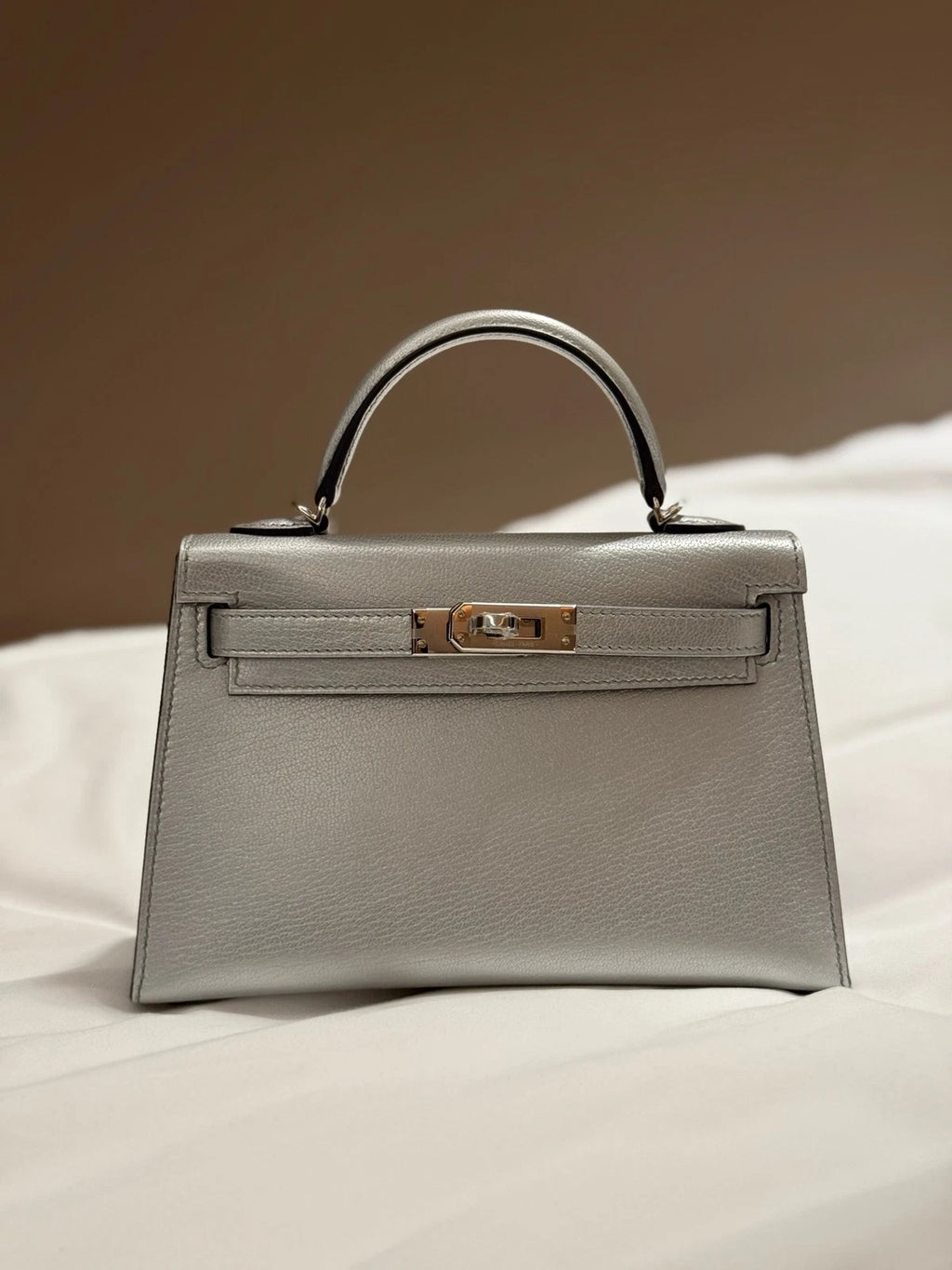 Hermes Mini Kelly Olympic Silver Top Handle Bag For Women
