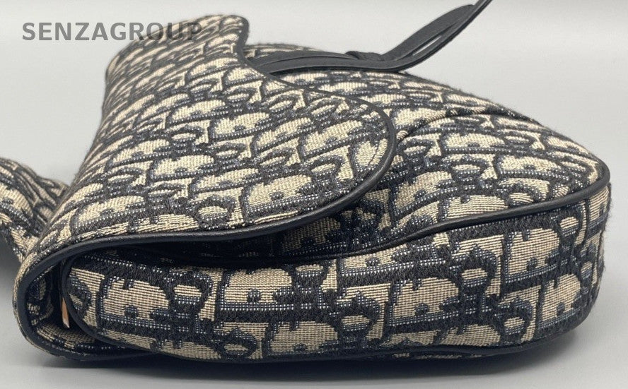 Christian Dior Oblique Saddle Shoulder Bag Black Women Classic
