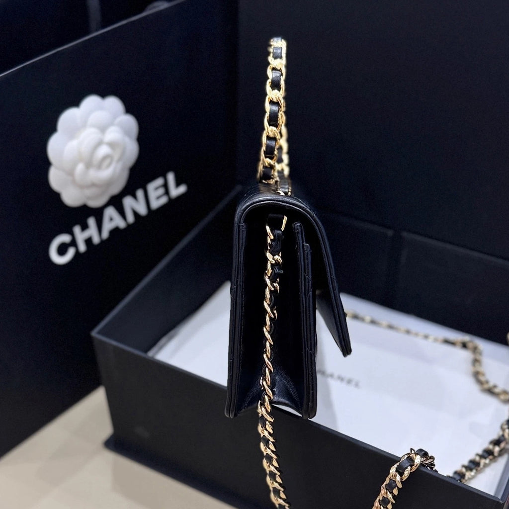 CHANEL Lambskin Round Handle Chain WOC Handbag For Women