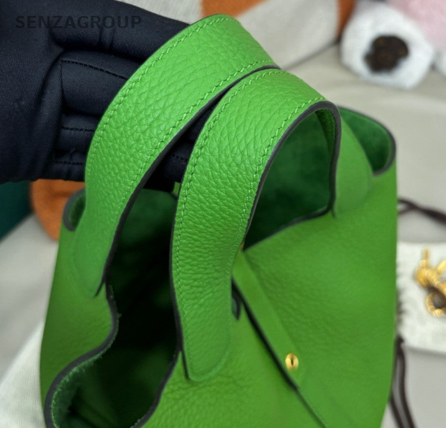 Hermes Picotin18 Top Handle Bag Green Gold Used Women Classic Fashion