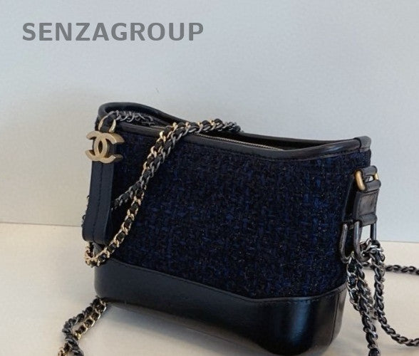 CHANEL Gabrielle PM Tweed Hobo Bag Shoulder Crossbody Bag Women Black