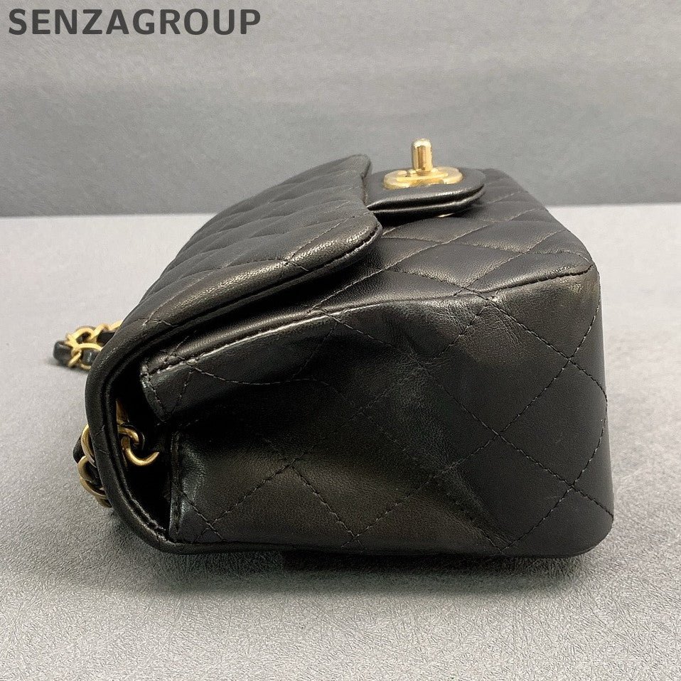 Chanel Classic Flap Black Gold Lambskin Chain Shoulder Crossbody Bag