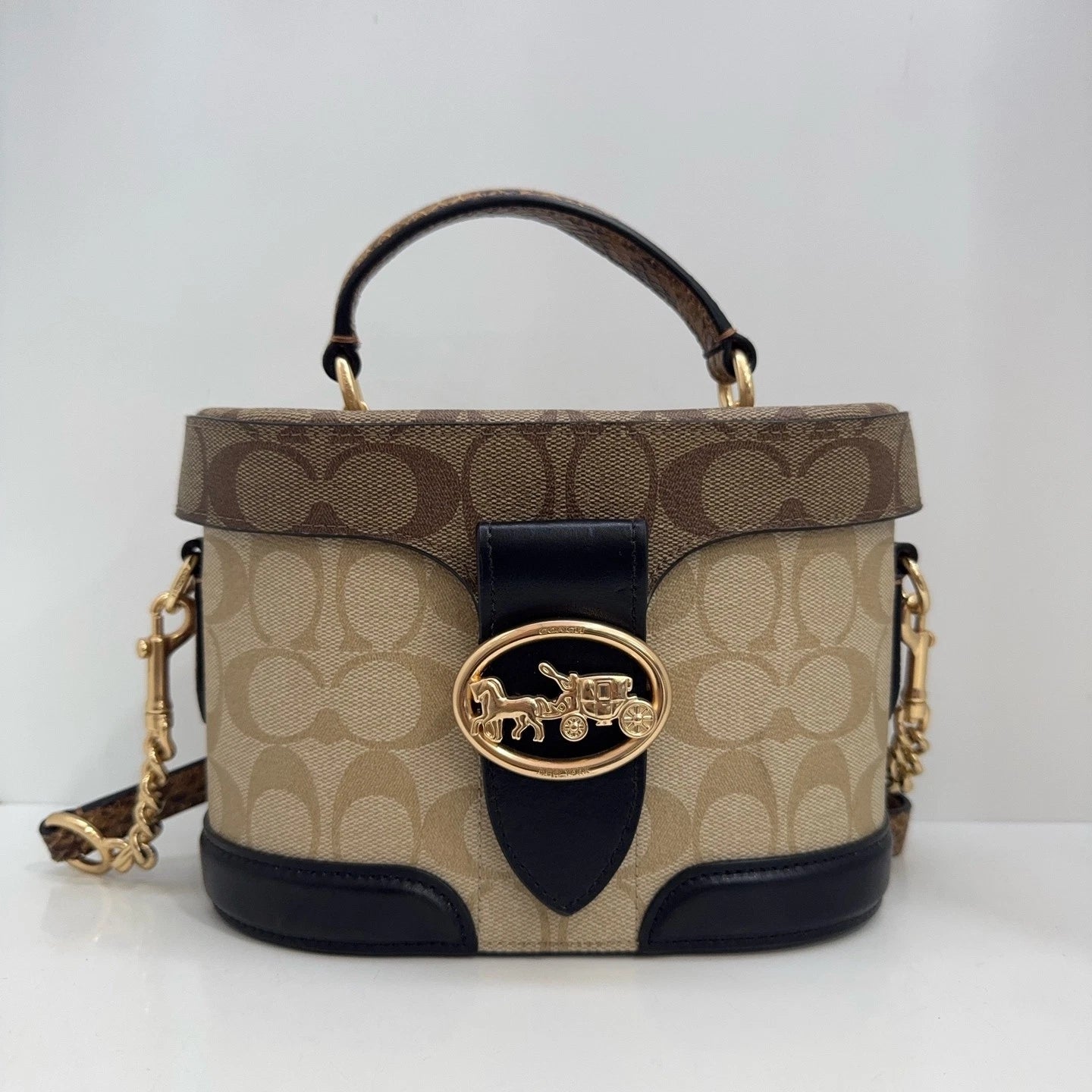 Coach Georgie 20 Women's Monogram Canvas Crossbody Handbag Khaki