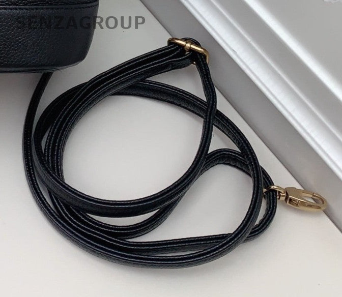 Chanel CC Logo 2Way Shoulder Bag Crossbody Black Gold Women Classic Vintage