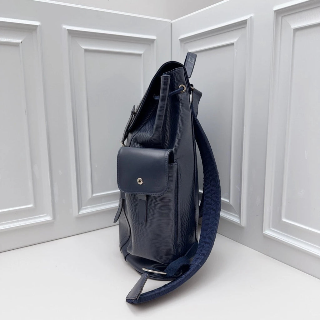 Louis Vuitton Christopher Epi Calfskin Blue Backpack Top Handle Bag